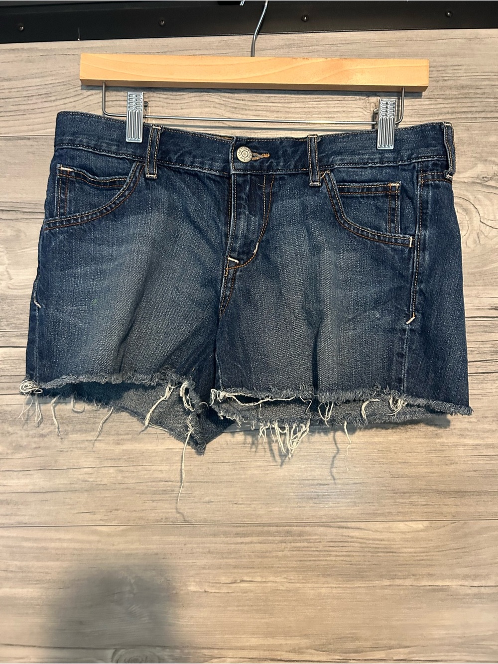 Old Navy Dark Blue Denim Cutoff Shorts with Frayed Hem